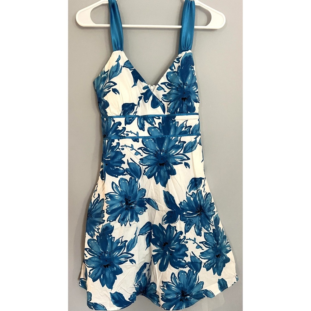 Pulse Floral Dress Women M Fit & Flare Tulle Underlay Satin Bow Baby Doll Vtg